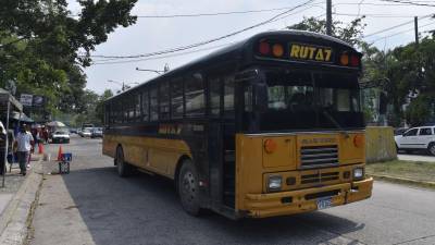 En San Pedro Sula son pocas las rutas urbanas que tienen buses amarillos. Foto: Héctor Edú.
