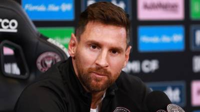 Lionel Messi en conferencia de prensa.
