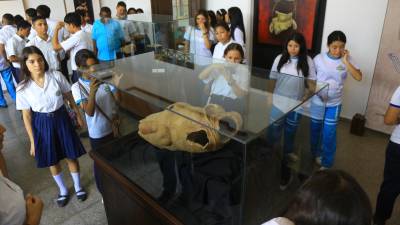 Estudiantes disfrutan de la exhibición de la Venus de Currusté en el museo de Antropología e Historia.