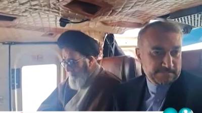 Raisi junto al ministro de exteriores Hossein Amir-Abdollahian a bordo del helicóptero siniestrado.