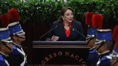 La presidenta de Honduras, Xiomara Castro, en su discurso en el Congreso Nacional que instaló la tercera legislatura.