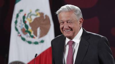 El presidente de México, Andrés Manuel López Obrador durante una conferencia de prensa, este lunes en el Palacio Nacional, de la Ciudad de México.
