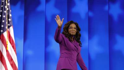La reconocida presentadora estadounidense, Oprah Winfrey, en la Convención Nacional Demócrata.