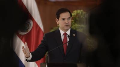 El secretario de Estado de Estados Unidos, Marco Rubio, habla este martes en la Casa Presidencial en San José (Costa Rica).