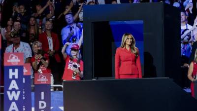 La exprimera dama de Estados Unidos, Melania Trump, durante la convención republicana.