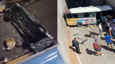 El vehículo cayó al vacío.