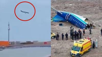 Momento en que el avión, procedente de Azerbaiyán, se estrella en Kazajistán.