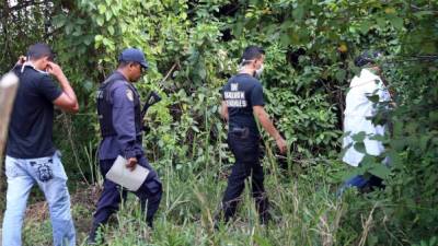 Policías y peritos forenses inspeccionan la escena.