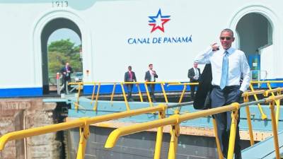 El presidente de EUA, Barack Obama, en su visita al Canal de Panamá.