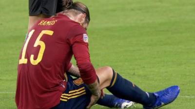 Sergio Ramos se marchó lesionado en el duelo España - Alemania.