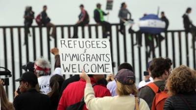 La caravana llegó hoy a la frontera de México con EEUU. Foto: AFP