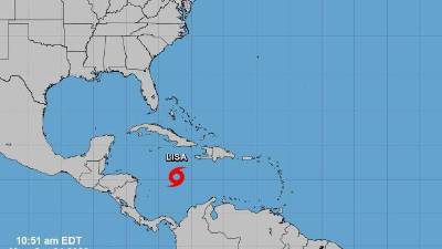 La trayectoria de la tormenta tropical Lisa, según las proyecciones del Centro Nacional de Huracanes de EEUU.