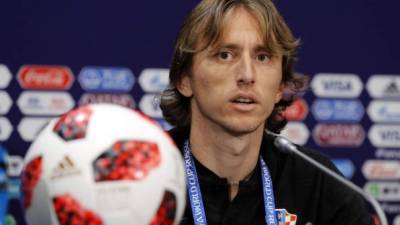 Luka Modric en conferencia de prensa previo a la final del Mundial de Rusia 2018. Foto EFE