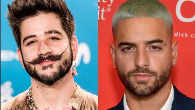 Los cantantes colombianos Camilo y Maluma.