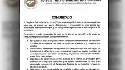 El CPH repudia los ataques contra periodistas, medios de comunicación y población civil.