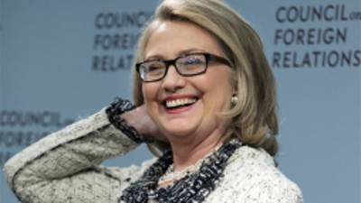 Secretary of State Hillary Rodham Clinton smiles before speaking on American leadership at the Council on Foreign Relations in Washington, Thursday, Jan. 31, 2013. (AP Photo/Manuel Balce Ceneta)