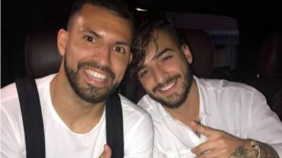 Sergio 'Kun' Agüero colgó esta imagen a su cuenta de Instagram junto a Maluma.