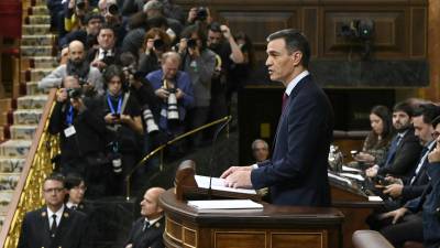 Pedro SSánchez en el debate en el Congreso este miércoles.