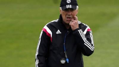 Carlo Ancelotti, este viernes en Valdebebas durante el entrenamiento que la plantilla blanca ha realizado. Foto EFE