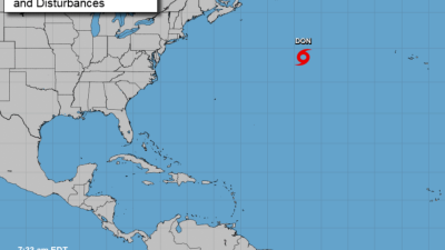 Trayectoria de la tormenta subtropical Don, la cual no representa ningún peligro para Estados Unidos ni Canadá.
