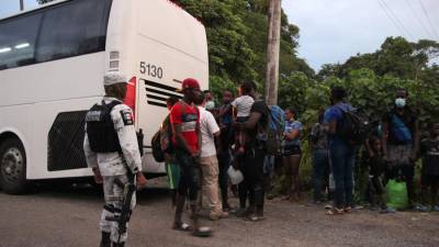 Migrantes de origen haitiano, en la ciudad de Tapachula, en el estado de Chiapas.