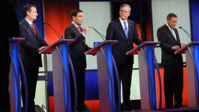 Los precandidatos republicanos Ted Cruz, Marco Rubio y Jeb Bush.