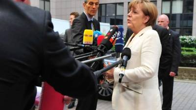 La canciller alemana, Angela Merkel a su arribó a la cumbre en Bruselas, Bélgica.