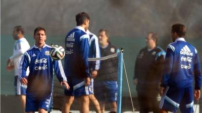 Leo Messi en el entrenamiento de este martes.