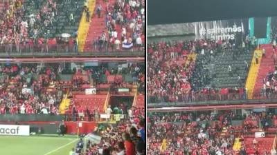 ¡Tensión en las gradas! Barra de Alajuelense se confronta con aficionados del Olimpia