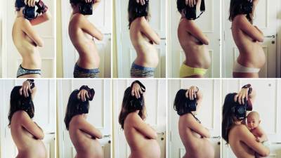 Serie de autorretratos durante las 40 semanas de embarazo.