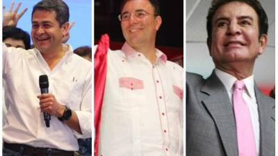 Juan Orlando Hernández, actual presidente de Honduras; Luis Zelaya, expresidenciable liberal; y Salvador Nasralla, expresidenciable de la Alianza de Oposición.