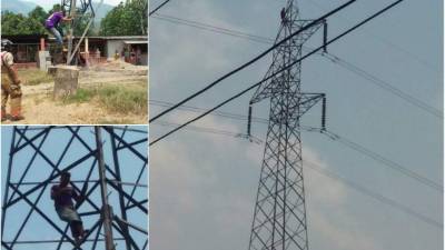 El hombre había llegado a lo más alto de la torre, al descender fue recibido por su esposa.