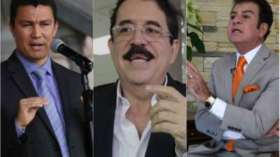 Eval Díaz, secretario de la Presidencia de Honduras; Manuel Zelaya, coordinador de la Alianza de Oposición y el expresidenciable Salvador Nasralla.