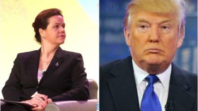 La directora de Incidencia para las Américas de Amnistía Internacional Estados Unidos, Marselha Gonçalves Margerin, y el presidente de EEUU, Donald Trump. EFE/Archivo.