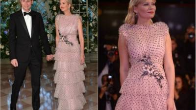 Ivanka Trump, hija del presidente estadounidense Donald Trump, generó una nueva polémica con su atuendo durante la cena de Estado en honor al presidente francés Emmanuel Macron.La asesora presidencial optó por un vestido de la colección primavera de Rodarte, que la actriz estadounidense Kirsten Dunst estrenó durante el festival de Venecia.