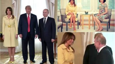 Melania Trump acaparó la atención en la histórica cumbre entre su esposo, Donald Trump y el mandatario ruso, Vladimir Putin, celebrada este lunes en Helsinki.