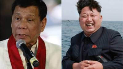 El presidente de Filipinas, Rodrigo Duterte, y el líder de Corea del Norte, Kim Jong-un.