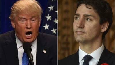 El presidente estadounidense, Donald Trump y el primer ministro de Canadá, Justin Trudeau.