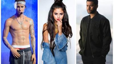 Justin Bieber, Selena Gómez y The Weeknd