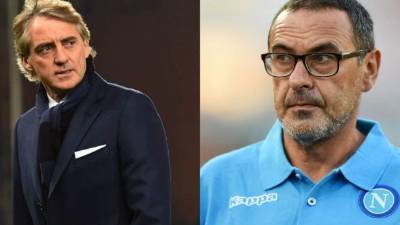 Mancini y el estratega Sarri tuvieron sus diferencias.