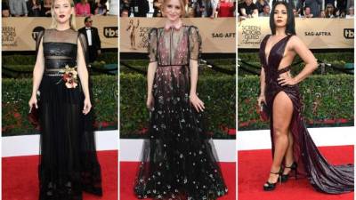 British actress Gwendoline Christie arrives for the 26th Annual Screen Actors Guild Awards at the Shrine Auditorium in Los Angeles on January 19, 2020. (Photo by FREDERIC J. BROWN / AFP)