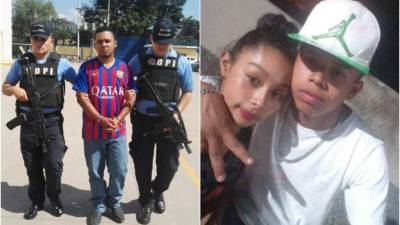 Denis Alexánder Oseguera Cruz, miembro de la MS-13 según la Polcía, detenido por agentes hondureños (lado izquierdo); y Keyla Carolina Carrasco Núñez, de 15 años y de Mario Rolando Baca Carías, de 17 años, asesinados el pasado 25 de julio del año 2016 en la colonia Flor 1 de Comayagüela.