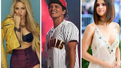 Shakira, Bruno Mars y Selena Gómez