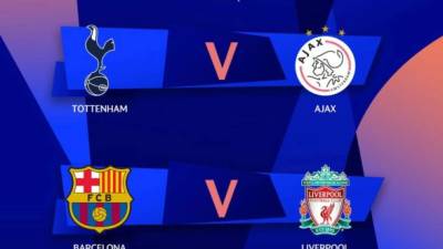 Tottenham-Ajax y Barcelona-Liverpool son los duelos de semifinales de la Champions League.