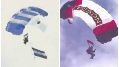 El espectáculo de los paracaidistas en el 15 de septiembre de 2017 en Honduras.