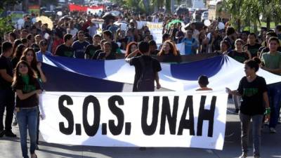 La marcha fue desde la Unah-vs hasta el parque central de San Pedro Sula.