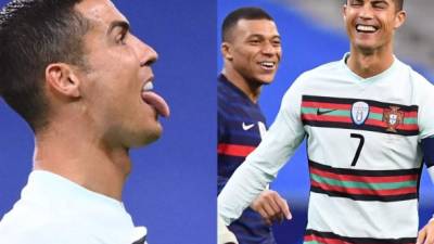 Kylian Mbappé se enfrentó este domingo a Cristiano Ronaldo, su máximo ídolo, en el duelo donde Francia y Portugal empataron 0-0 por la Liga de Naciones. El atacante francés dejó en evidencia su gran admiración hacia CR7. Fotos AFP.