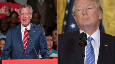 El alcalde demócrata de Nueva York, Bill de Blasio y el presidente de Estados Unidos, Donald Trump.