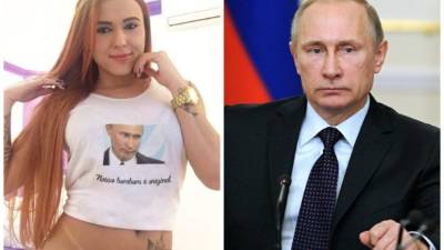 La candidata Miss BumBum Jane Ferreira y Vladimir Puttin