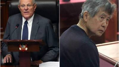 El presidente peruano, Pedro Pablo Kuczynski y el expresidente peruano Alberto Fujimori. Foto archivo